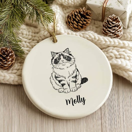 Personalized Ragdoll Cat Christmas Keramik Ornament
