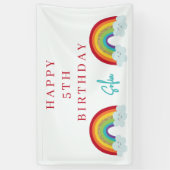 Personalized Rainbow 5th Birthday Banner Cute Girl (Vertikal)