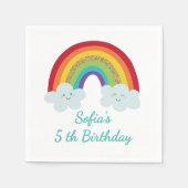 Personalized Rainbow 5th Birthday Cute Kids Party Serviette (Vorderseite)
