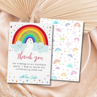 Personalized Rainbow Birthday Thank You Card Cute  Dankeskarte