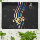Personalized Rainbow Colored Music Notes Küchentuch (Gefaltet)
