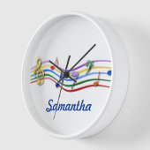 Personalized Rainbow Colored Music Notes Wanduhr (Winkel)
