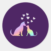 Personalized Rainbow Dog and Cat Love Round Sticke Runder Aufkleber (Vorderseite)