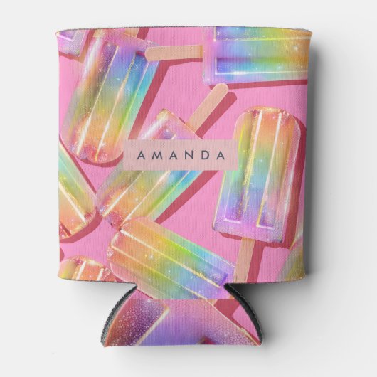 Personalized Rainbow Glitter Popsicle Dreamt Dosenkühler (Vorderseite)