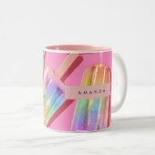 Personalized Rainbow Glitter Popsicle Dreamt Zweifarbige Tasse (VorderseiteRechts)