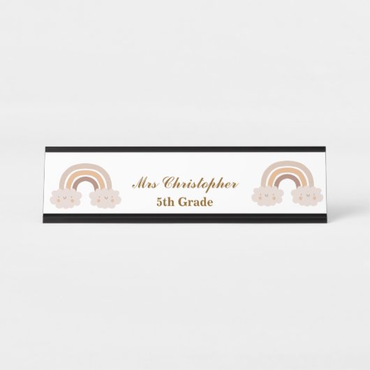 Personalized rainbow Grade Name Teacher Schreibtischnamensplakette (Vorderseite )