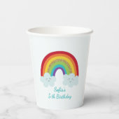 Personalized Rainbow Kids Birthday Custom Name Pappbecher (Rückseite)