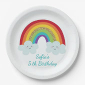 Personalized Rainbow Kids Birthday Custom Name Pappteller (Vorderseite)