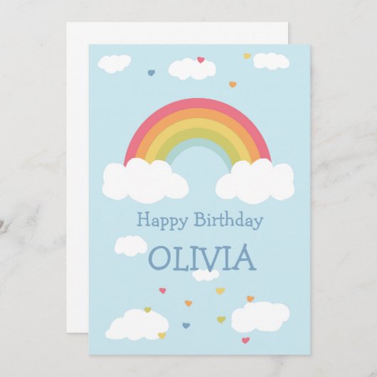 Personalized Rainbow Kids Happy Birthday Flat Card Einladung (Vorne/Hinten)
