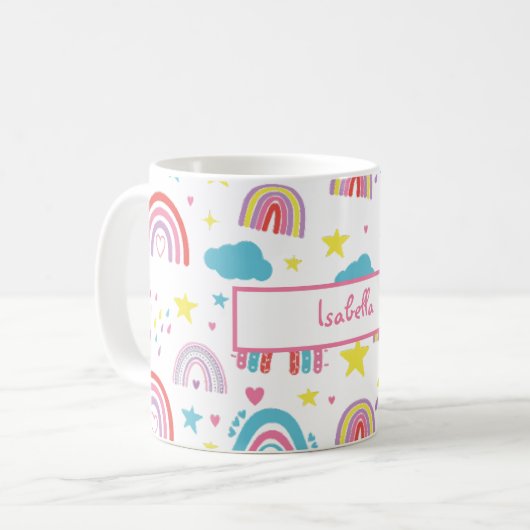 Personalized Rainbow Mug for Girls with Name Kaffeetasse (Vorderseite Links)