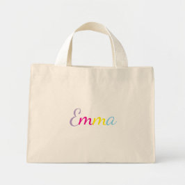 Personalized Rainbow Name Tote Bag Mini Stoffbeutel