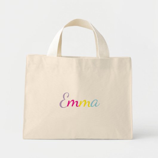 Personalized Rainbow Name Tote Bag Mini Stoffbeutel (Vorne)
