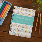 Personalized Rainbow Pattern Sketchbook Notizblock
