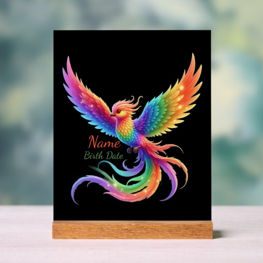 Personalized Rainbow Phoenix Name Birthdate Gift Acrylschild (Neutral)