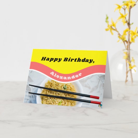 Personalized Ramen Noodles Packet Funny Birthday Karte (Gelbe Blume)