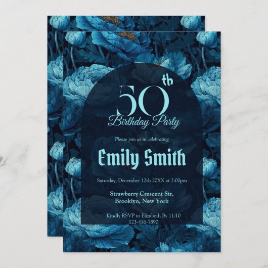 Personalized Ranunculus Inspired 70Th Birthday Einladung (Vorne/Hinten)