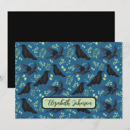 Personalized Ravens Note Card in Blue Mitteilungskarte