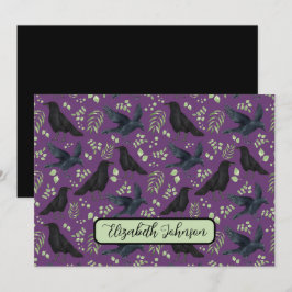 Personalized Ravens Note Card in Purple Mitteilungskarte
