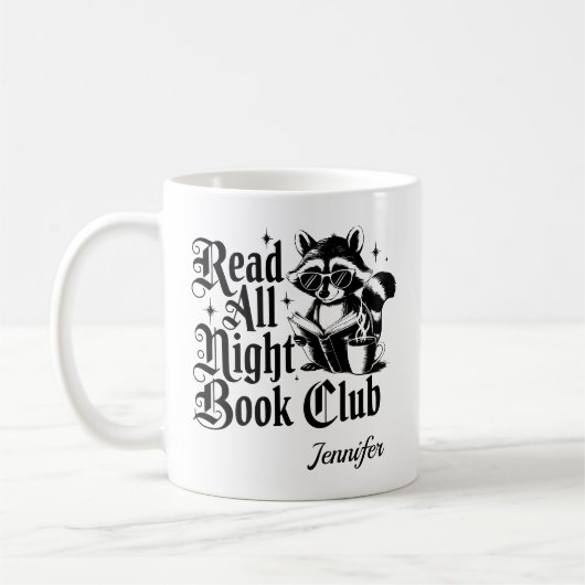 Personalized Read All Night Bookworm Kaffeetasse (Links)