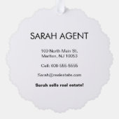 Personalized Real Estate Agent Santa Business Card Ornament Karte (Rückseite)