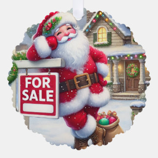Personalized Real Estate Agent Santa Business Card Ornament Karte