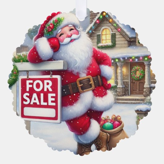 Personalized Real Estate Agent Santa Business Card Ornament Karte (Vorderseite)
