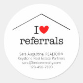 Personalized Realtor I Love Referrals Runder Aufkleber (Vorderseite)
