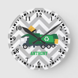Personalized Recycling Garbage Truck Runde Wanduhr