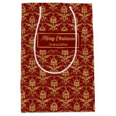 Personalized Red and Gold Christmas Gift Bag Mittlere Geschenktüte (Vorderseite)