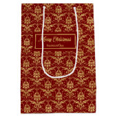 Personalized Red and Gold Christmas Gift Bag Mittlere Geschenktüte (Rückseite)