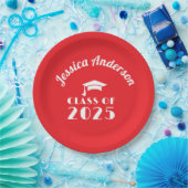 Personalized Red and White Graduation  Pappteller (Party)