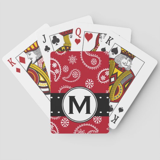 Personalized Red and White Paisley Pattern Country Spielkarten (Rückseite)