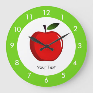 Personalized Red Apple Teacher Large Clock Große Wanduhr