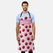 Personalized Red Apple Watercolor Pattern Custom Schürze (Getragen)