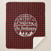 Personalized Red & Black Plaid Merry Christmas Sherpadecke (Vorderseite)