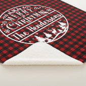 Personalized Red & Black Plaid Merry Christmas Sherpadecke (3/4)