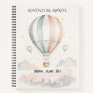 Personalized Red/Blue Stripe Hot Air Balloon Notizblock