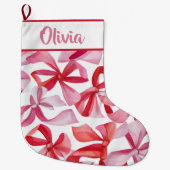 Personalized Red Bows & Ribbons Christmas Stocking Großer Weihnachtsstrumpf (Vorderseite)
