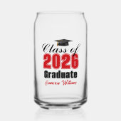 Personalized Red Class of 2026 Graduation Dosenglas (Vorderseite)
