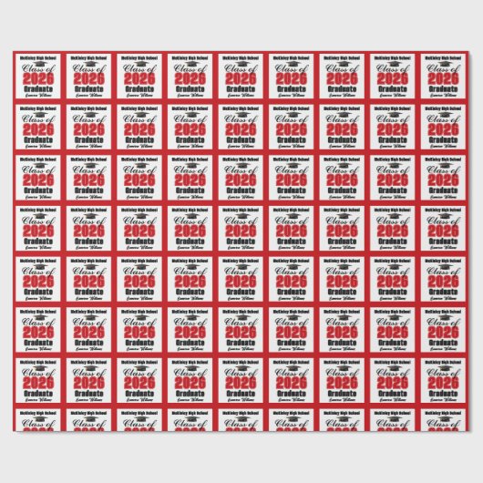 Personalized Red Class of 2026 Graduation Geschenkpapier (Flach)