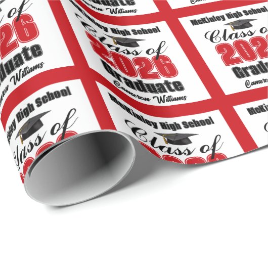 Personalized Red Class of 2026 Graduation Geschenkpapier (Rolleneckpunkt)