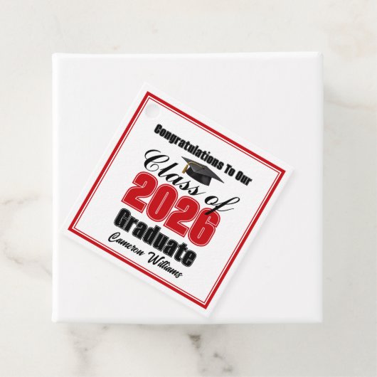 Personalized Red Class of 2026 Graduation Party Geschenkanhänger (Beispiel)