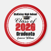 Personalized Red Class of 2026 Graduation Party Magnet (Vorne)