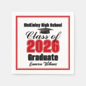 Personalized Red Class of 2026 Graduation Party Serviette (Vorderseite)