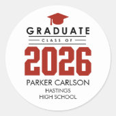 Personalized Red Class of 2026 Graduation Sticker (Vorderseite)
