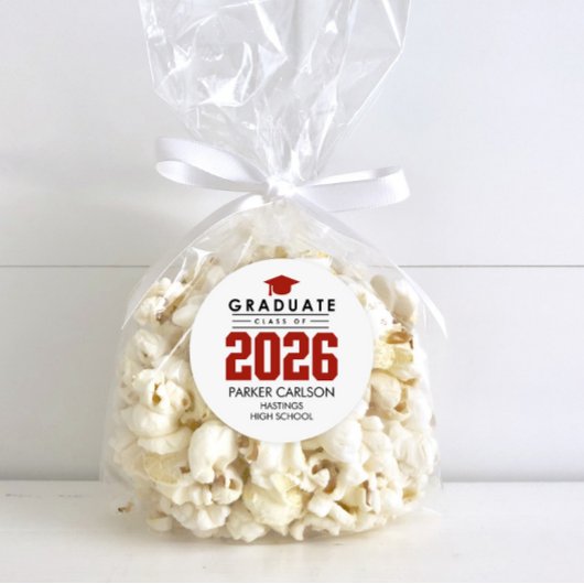 Personalized Red Class of 2026 Graduation Sticker