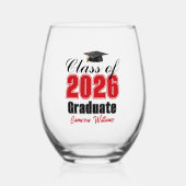 Personalized Red Class of 2026 Graduation Weinglas Ohne Stiel (Vorderseite)