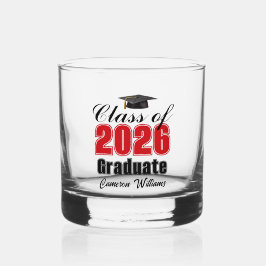 Personalized Red Class of 2026 Graduation Whiskyglas