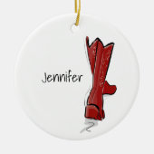 Personalized Red Cowboy Boots Western Holiday Gift Keramik Ornament (Vorne)