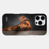 Personalized Red Dachshund Portrait iPhone Hülle (Rückseite (Horizontal))